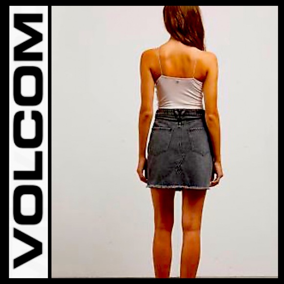 Volcom High Waist Raw Hem Denim Skirt - Picture 3 of 8